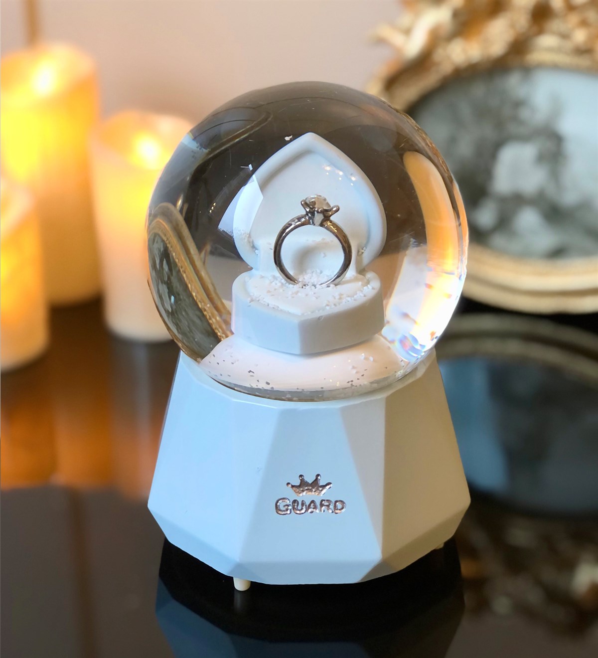 Evlenme Teklifi Tek Taş Mavi Kar KüresiGiftmodaGm-2473