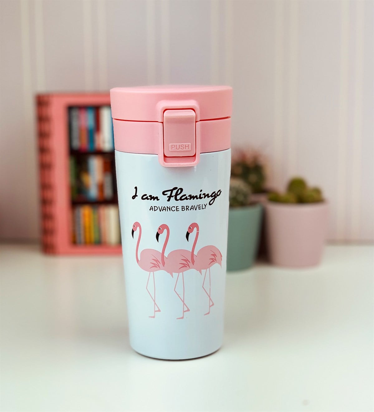 Flamingo Tasarımlı 500 ML Termos BardakGiftmodaFlamingo-Termos-Bardak