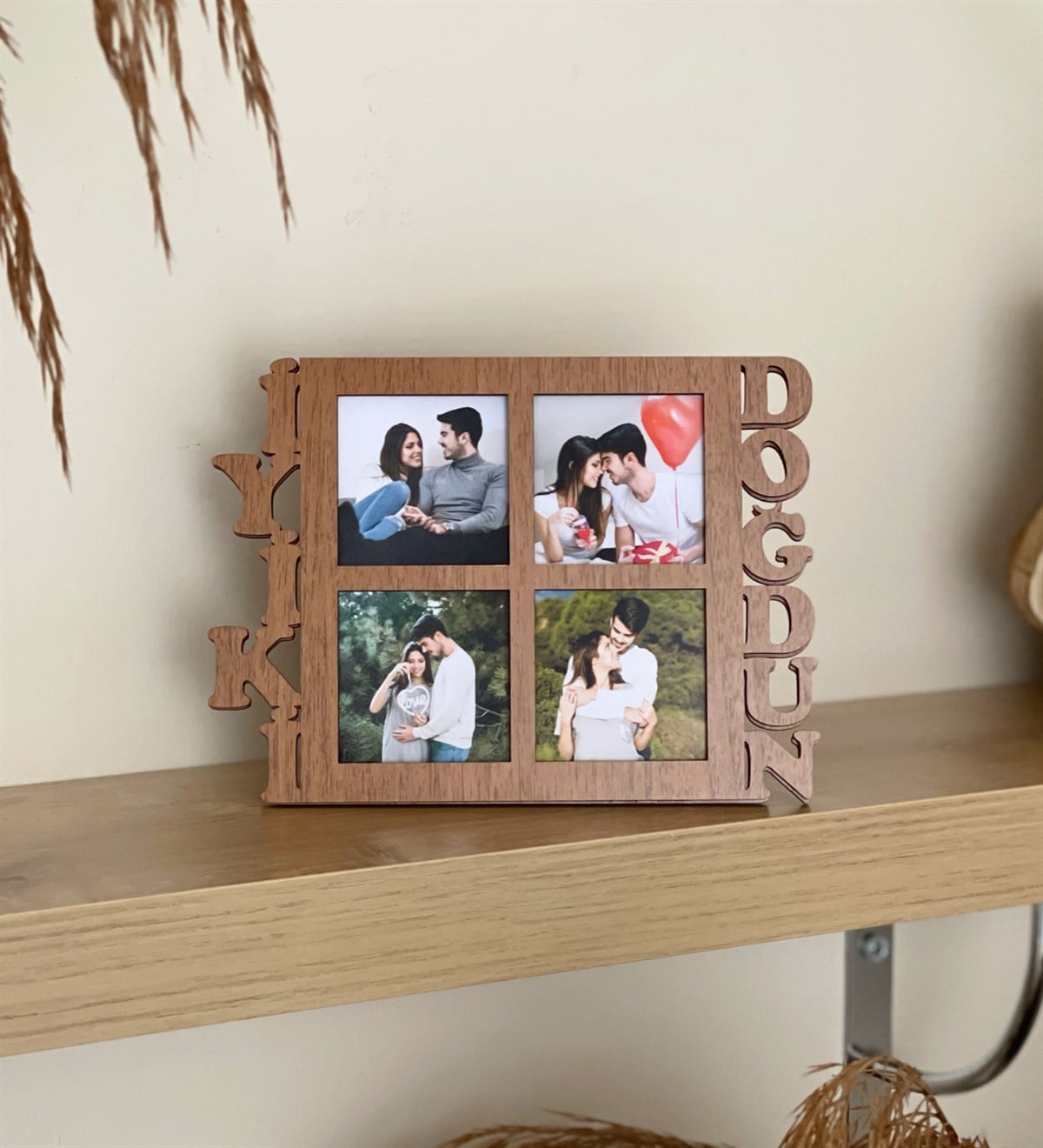 İyiki Doğdun 4 Fotoğraf Standlı Mdf Çerçeve AhşapgiftmodaGmfc100085