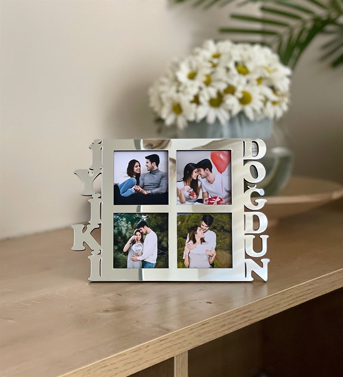 İyiki Doğdun 4 Fotoğraf Standlı Mdf Çerçeve GümüşgiftmodaGmfc100054