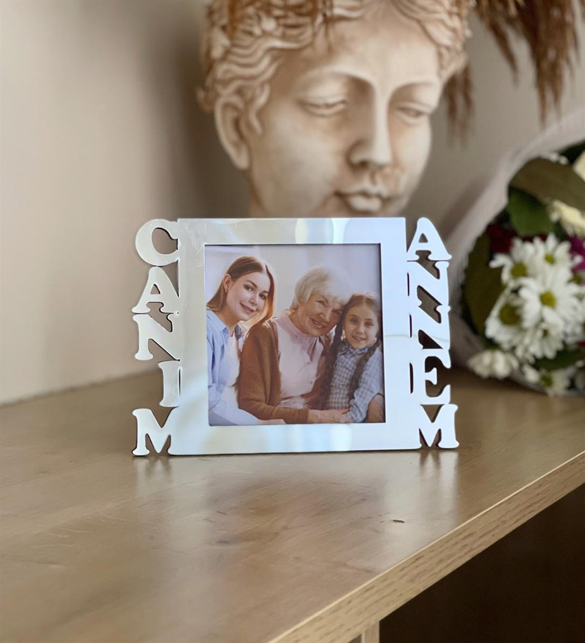 Kişiye Özel Fotoğraflı Canım Annem Mdf Çerçeve GümüşGiftmodaGmfc100031