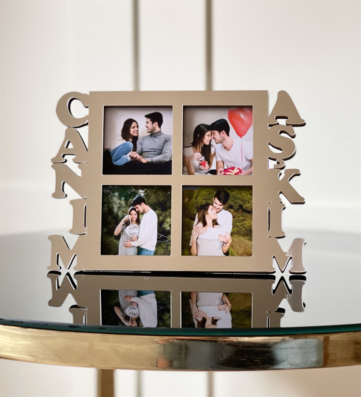 Kişiye Özel 4 Fotoğraflı Canım Aşkım Mdf Çerçeve GümüşgiftmodaGmfc100039
