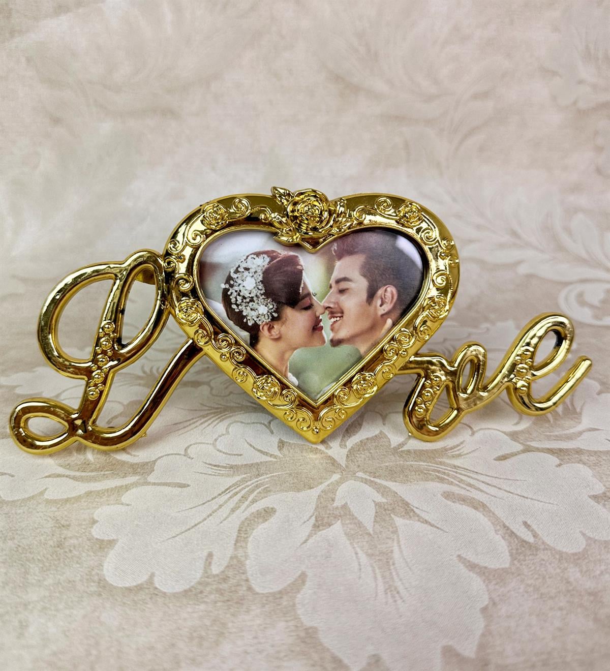 Love Tasarımlı Kalp Çerçeve GoldgiftmodaGmfc100093