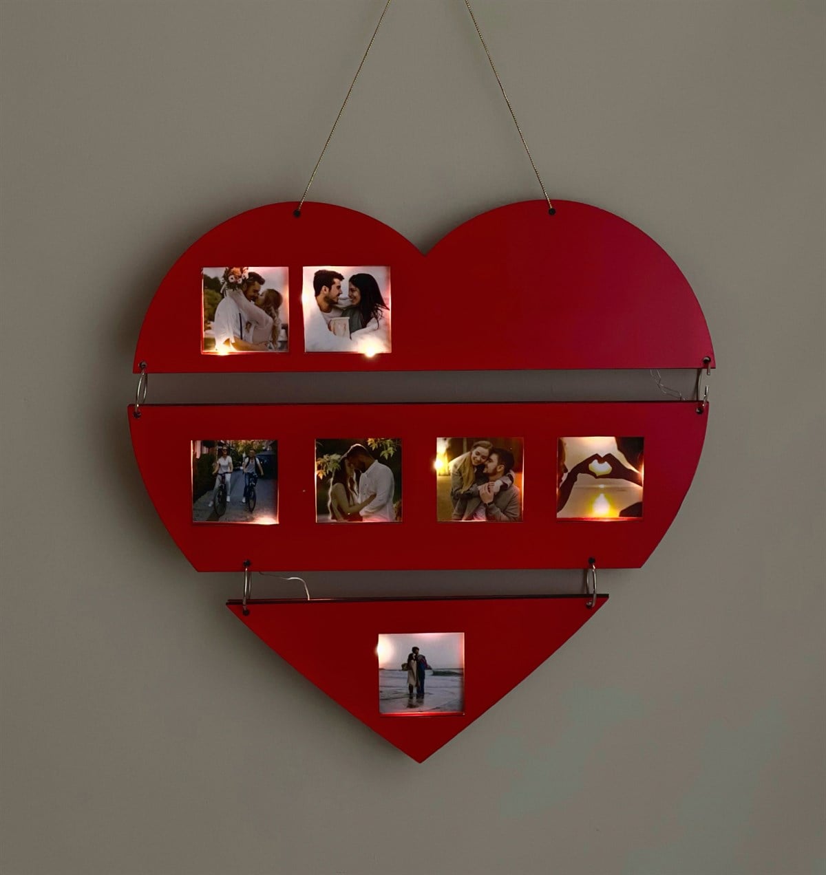 Işıklı Ahşap Kalp ÇerçeveGiftmoda Gmfc100099