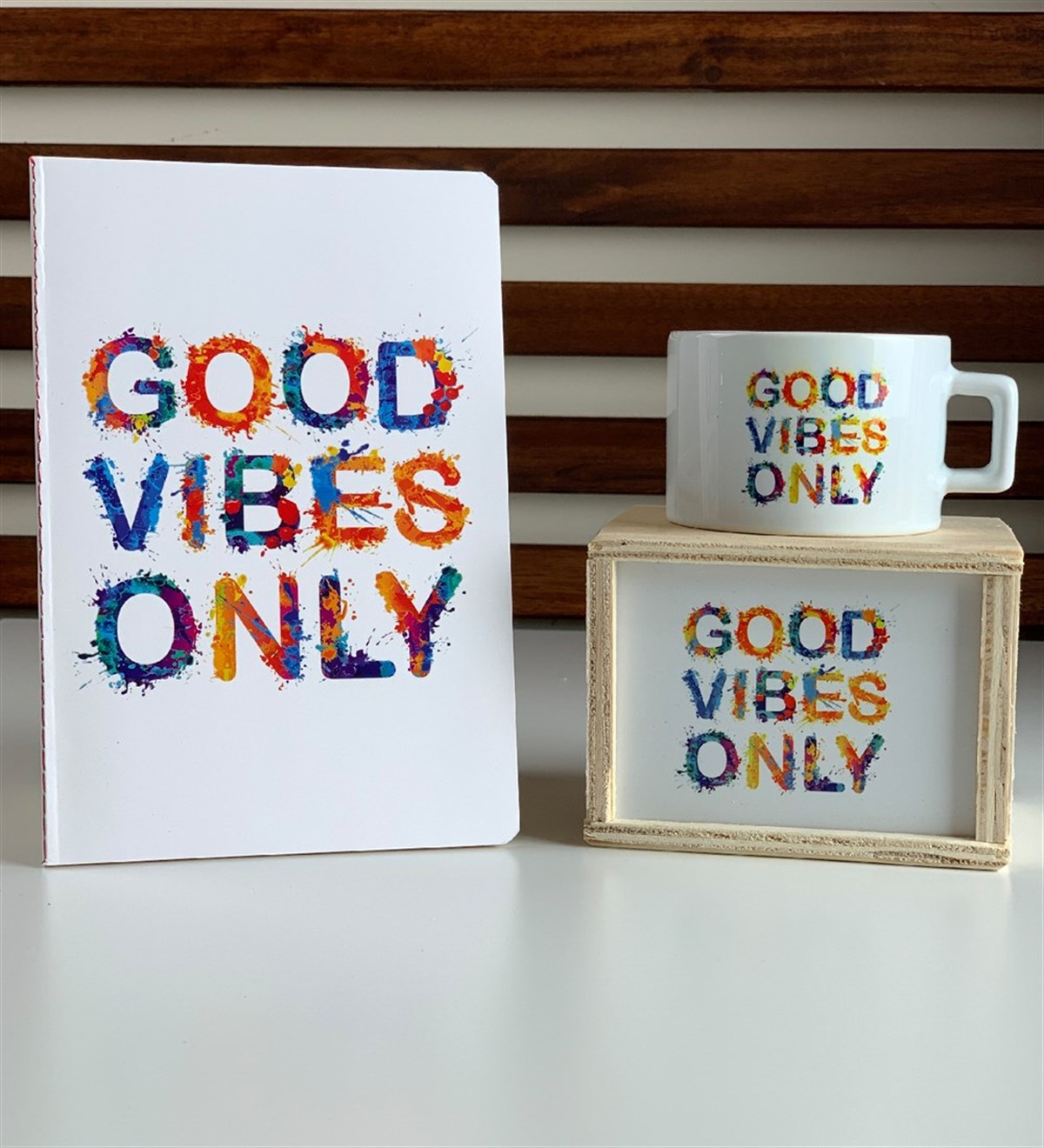 Goods Vibes Only Ahşap Kutulu Kupa Ve Defter SetiGiftmodagvo-kupa-defter