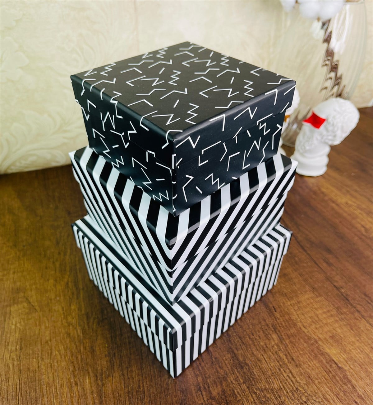 Çizgi Tasarımlı 3'lü KutugiftmodaGmhk10046