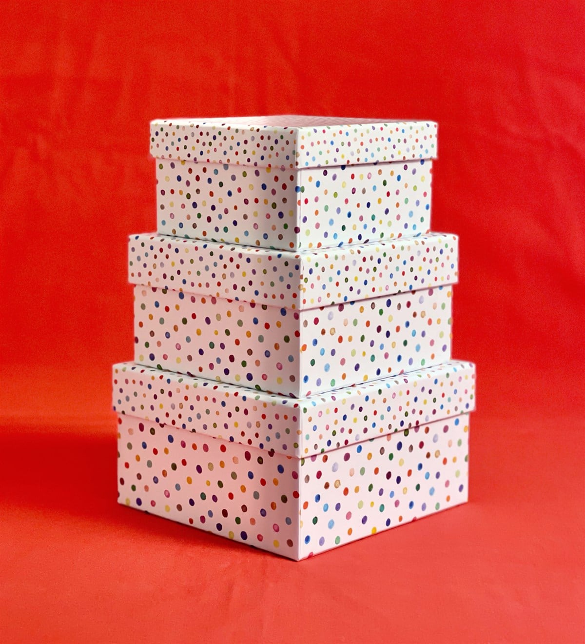 Renkli Nokta Tasarımlı 3'lü KutugiftmodaGmhk10027