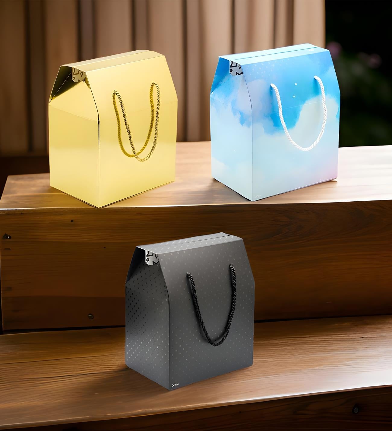  3'lü Kapaklı Kulplu Hediye Kutusu giftmodaGmhk10073