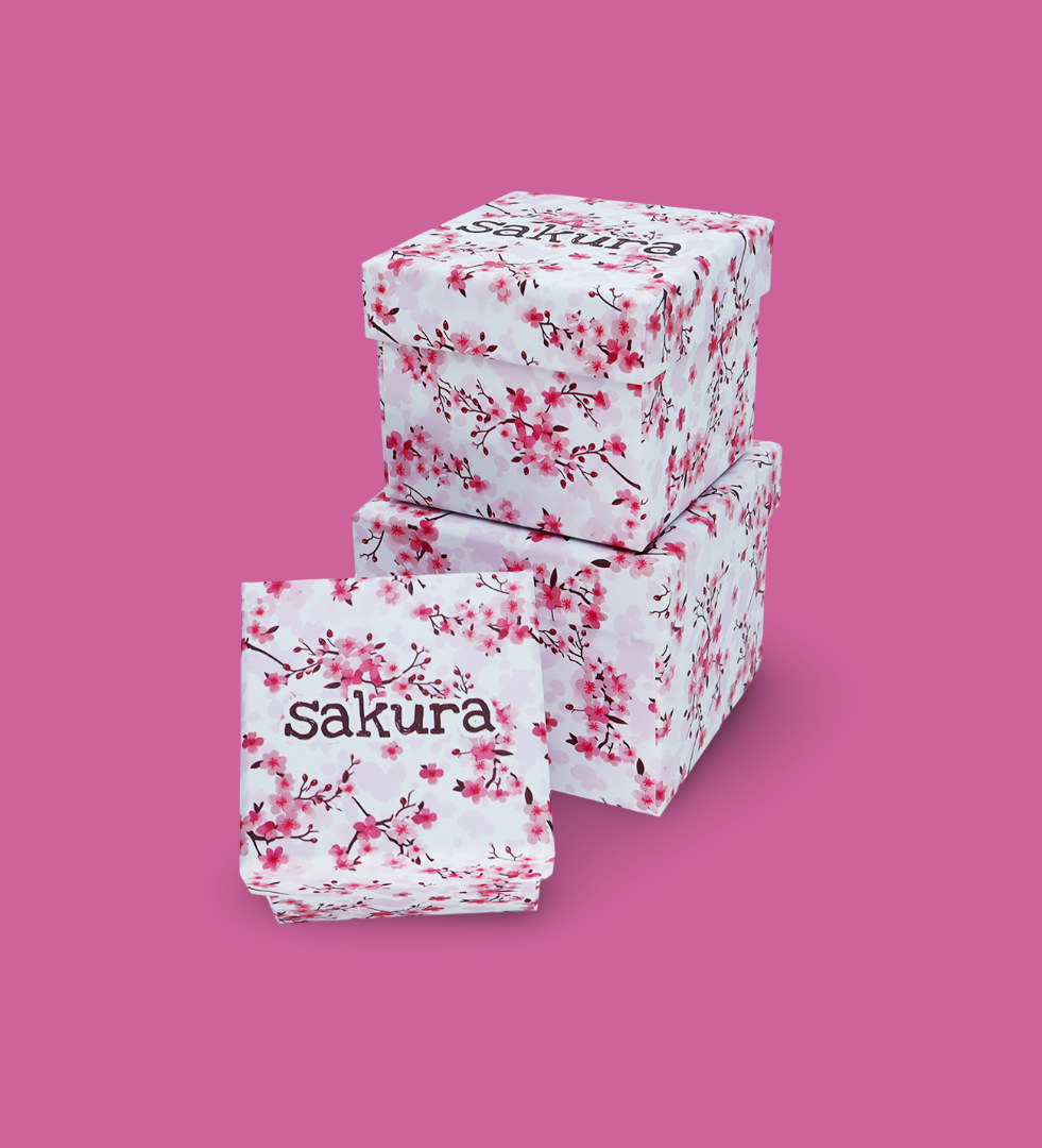 Sakura Desenli 3'lü Hediye Kutusu Seti | Mini Kutu SetigiftmodaBam-1323	