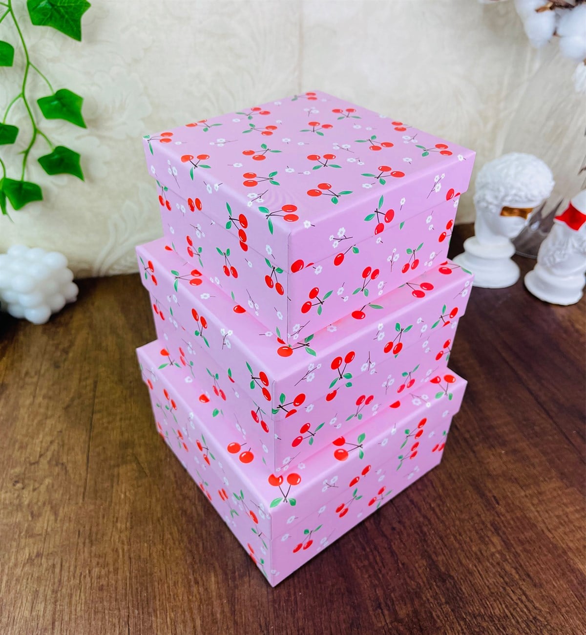 Kiraz Tasarımlı 3'lü KutugiftmodaGmhk10050