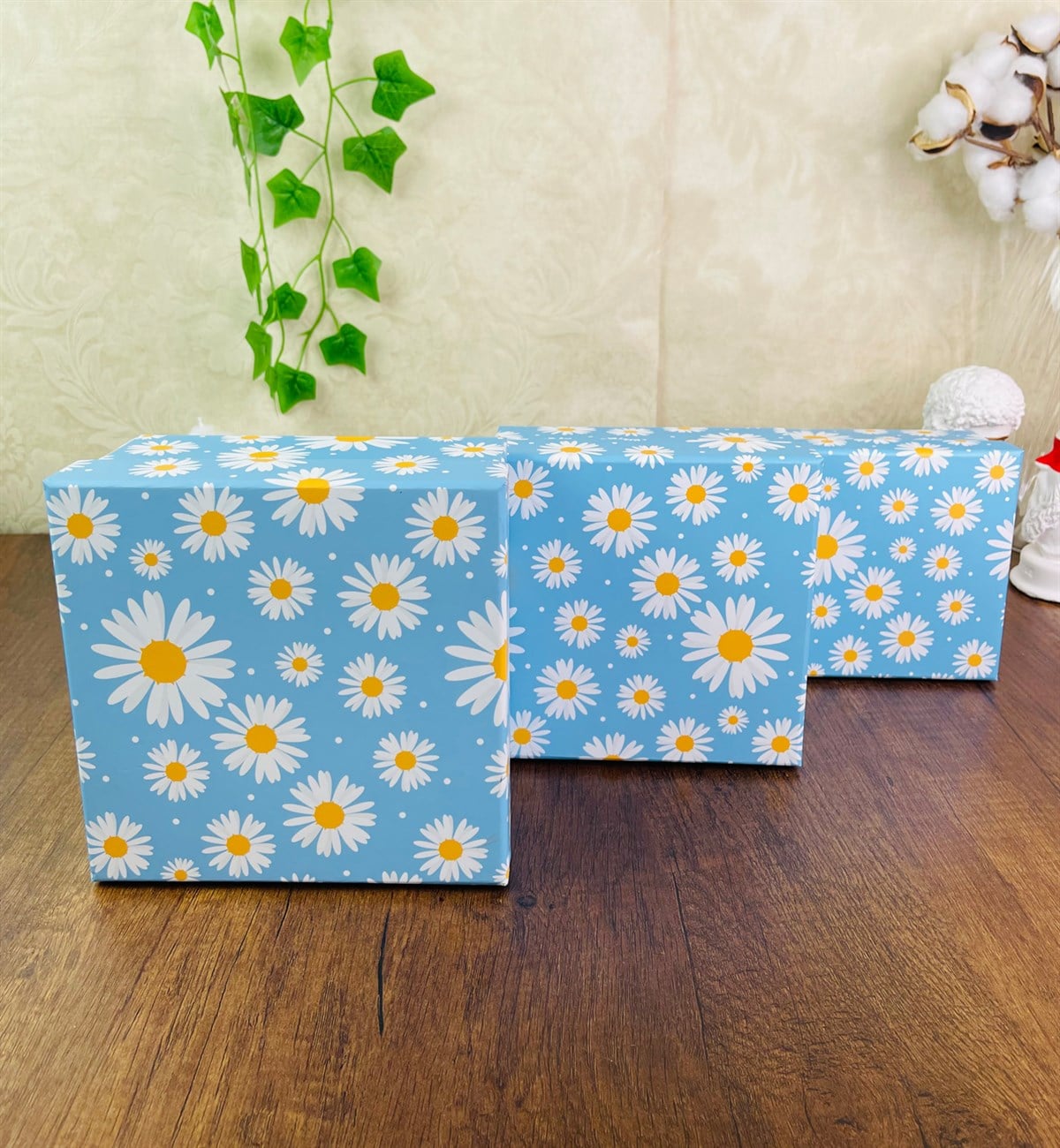 Mavi Papatya Tasarımlı 3'lü KutugiftmodaGmhk10042