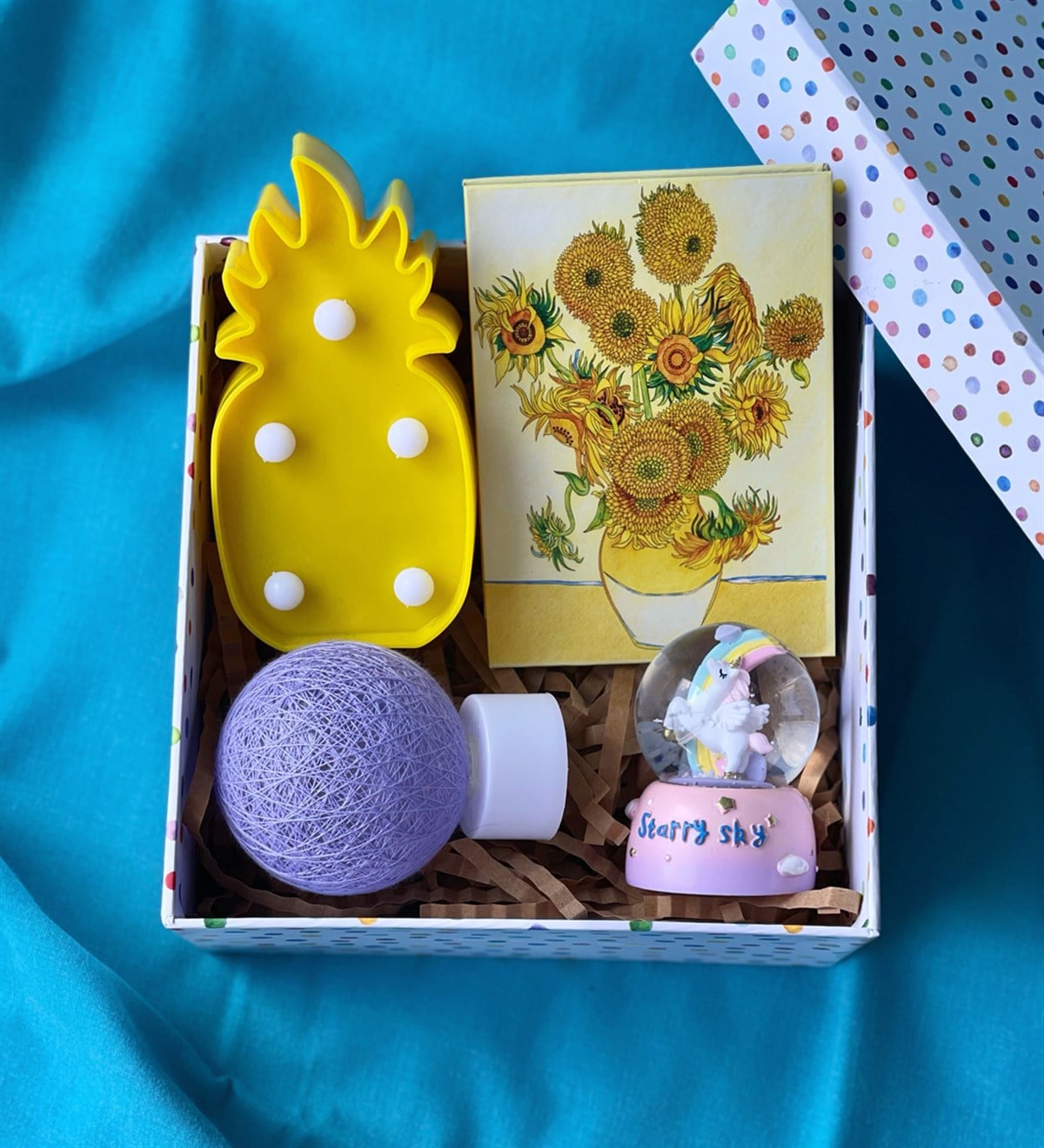 Özel Kutulu Ayçiçek Mini Albüm Ananas Lamba Mini Unicorn Starry Sky Kar Küresi Ve Hasır Lamba SetgiftmodaGmhs100667