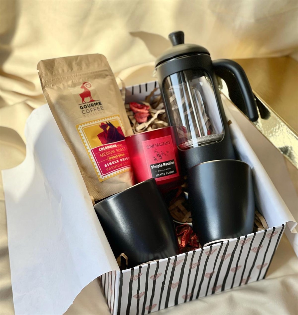 Siyah 2'li bulut Kupa Siyah French Press Filtre Kahve Ve Kokulu Mum SetgiftmodaGmhs100744