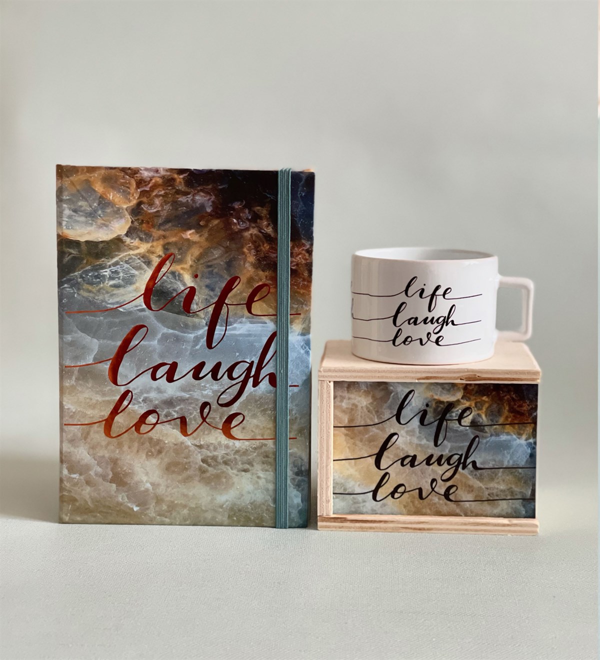 Life Loung Love Tasarımlı Lastikli Defter Ve Kutulu Kupa SetGiftmodaGmhs100562-Gmkp100165-Gmd100069