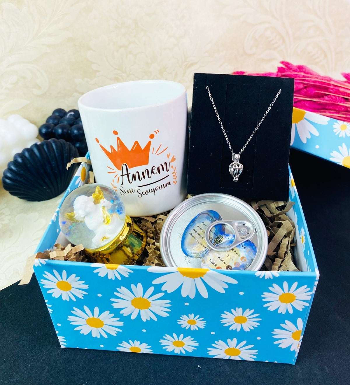 İnci Kolyeli Ve Annem Seni Seviyorum Tasarımlı Mini Hediye SetigiftmodaGmhs101631