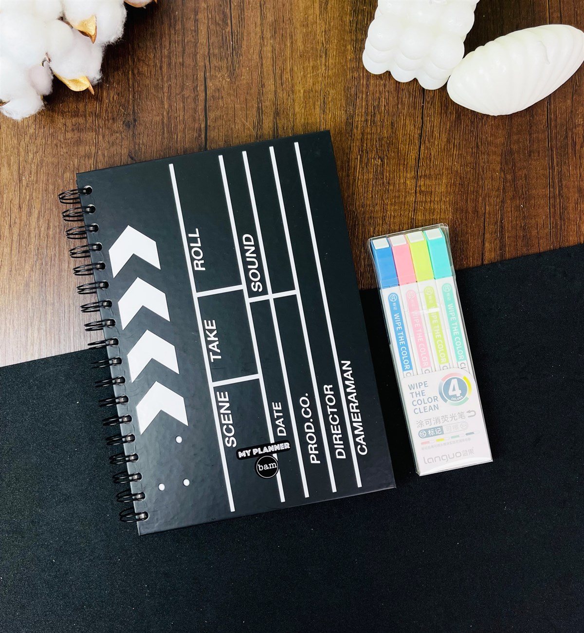 Klaket Tasarımlı Konuşan Ajanda Ve 4'lü Çift Taraflı Keçeli Silinebilir Kalem SetgiftmodaGmhs101404