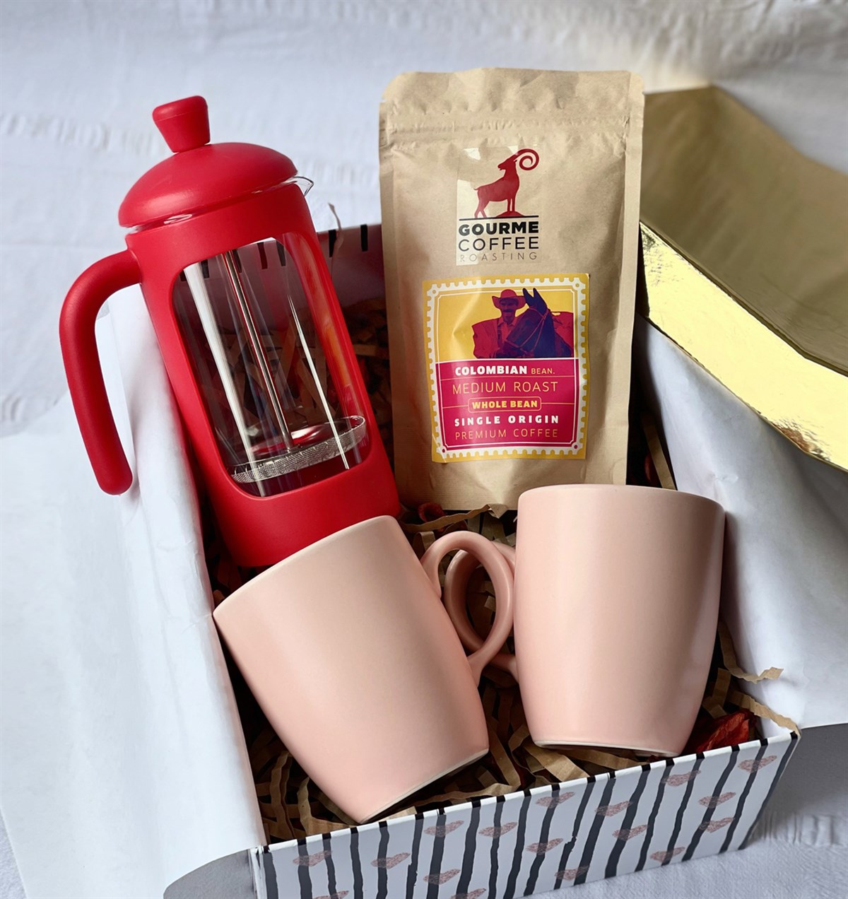 Pembe 2'li Bulut Kupa French Press Ve Filtre Kahve Özel Kutulu Hediye SetigiftmodaGmhs100756