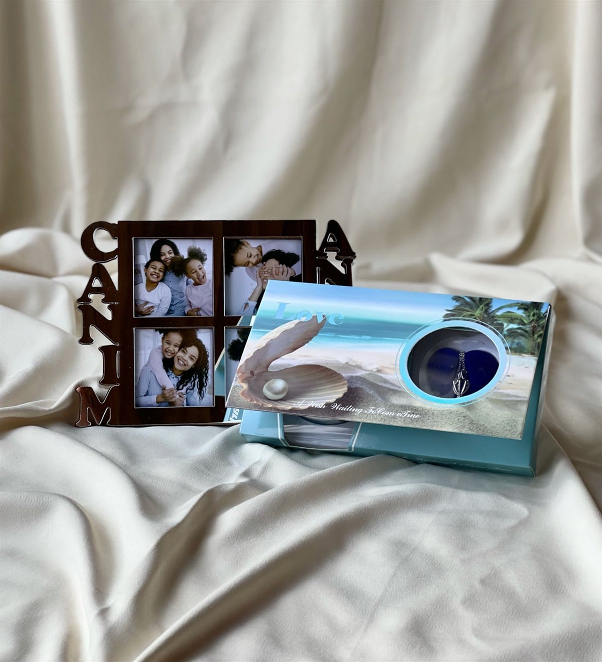 Kişiye Özel Gümüş Canım Annem Çeçeve Ve İnci Kolye Anneye Hediye SetiGiftmodaGmhs100611