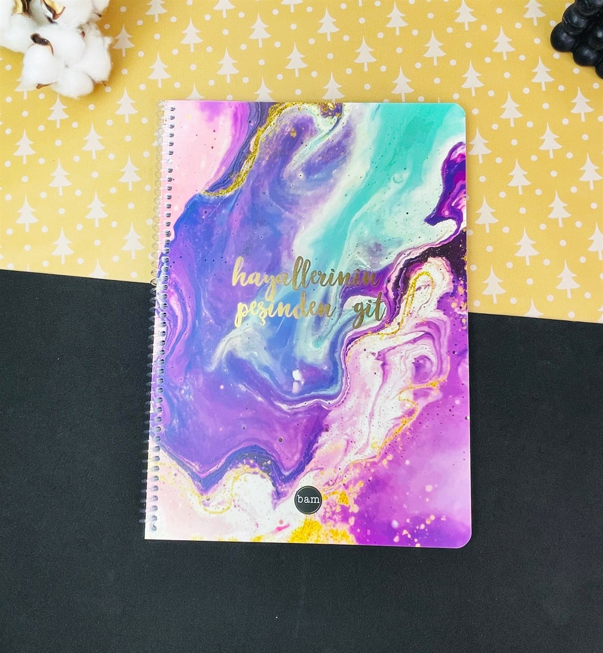 Hayallerinin Peşinden Git Tasarımlı Çizgili A4 DeftergiftmodaGmd100219