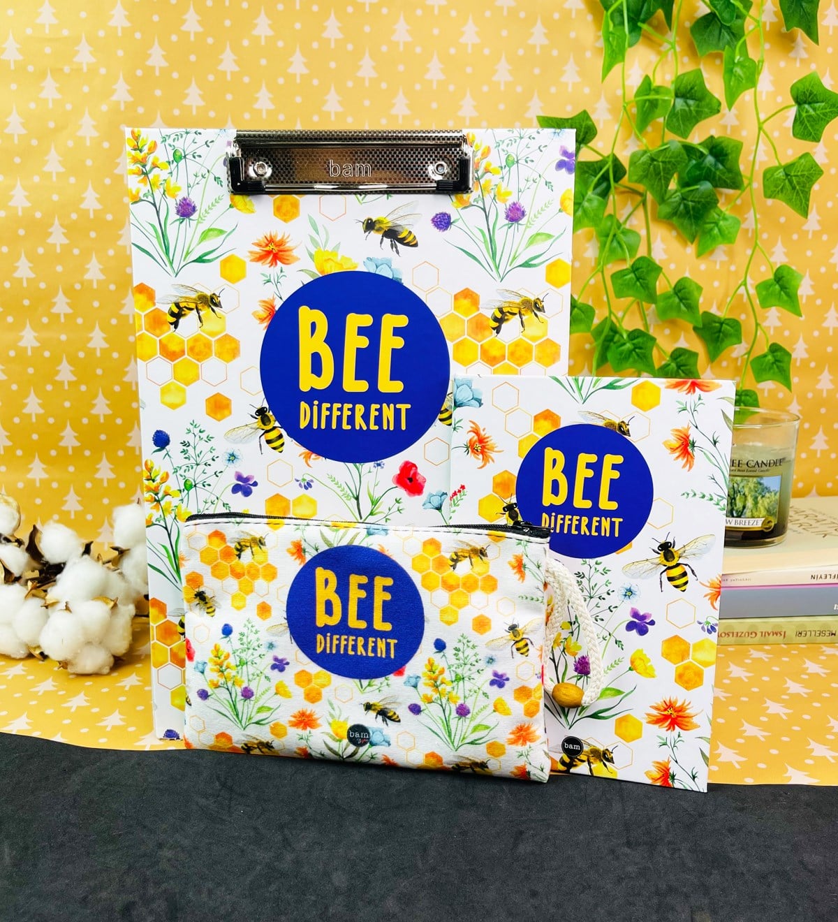 Arı Motto Tasarımlı Defter Kalemlik Ve Sekreterlik Kırtasiye SetigiftmodaGmhs101802