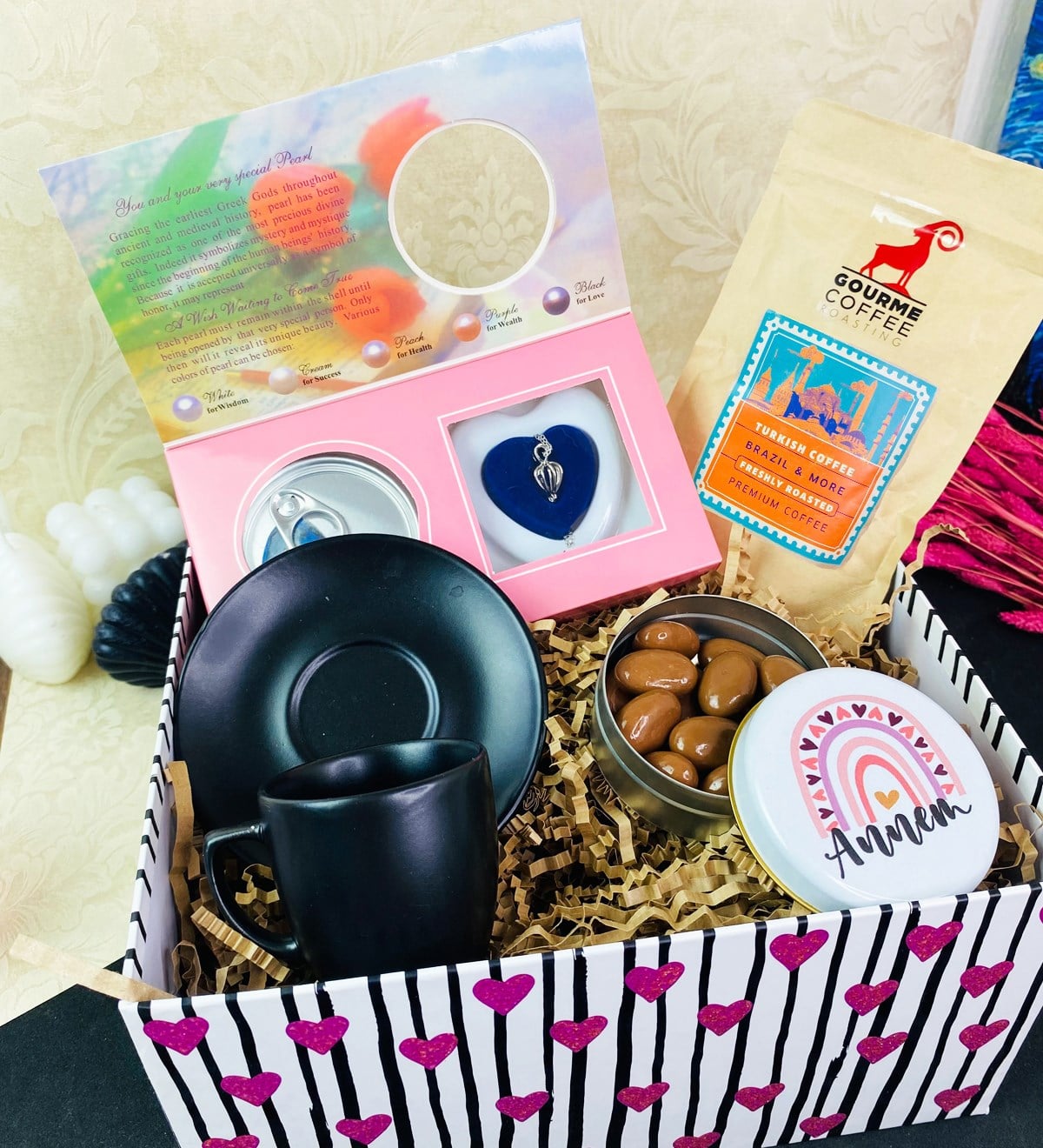 İnci Kolyeli Premium Türk Kahvesi SetigiftmodaGmhs101660