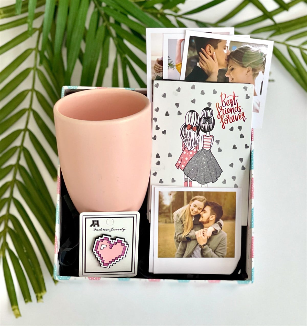 Kişiye Özel Best Friends Tasarımlı Mini Albüm Pembe Bulut Kupa Ve Rozet Mini Hediye SetigiftmodaGmhs100916