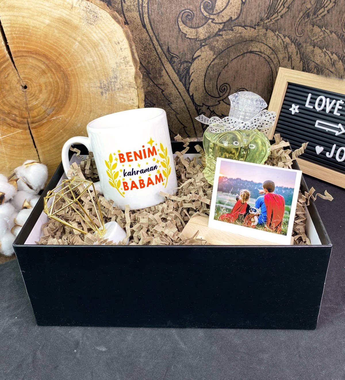 Kişiye Özel Fotoğraflı Benim Kahraman Babam Tasarımlı Hediye SetigiftmodaGmhs101729