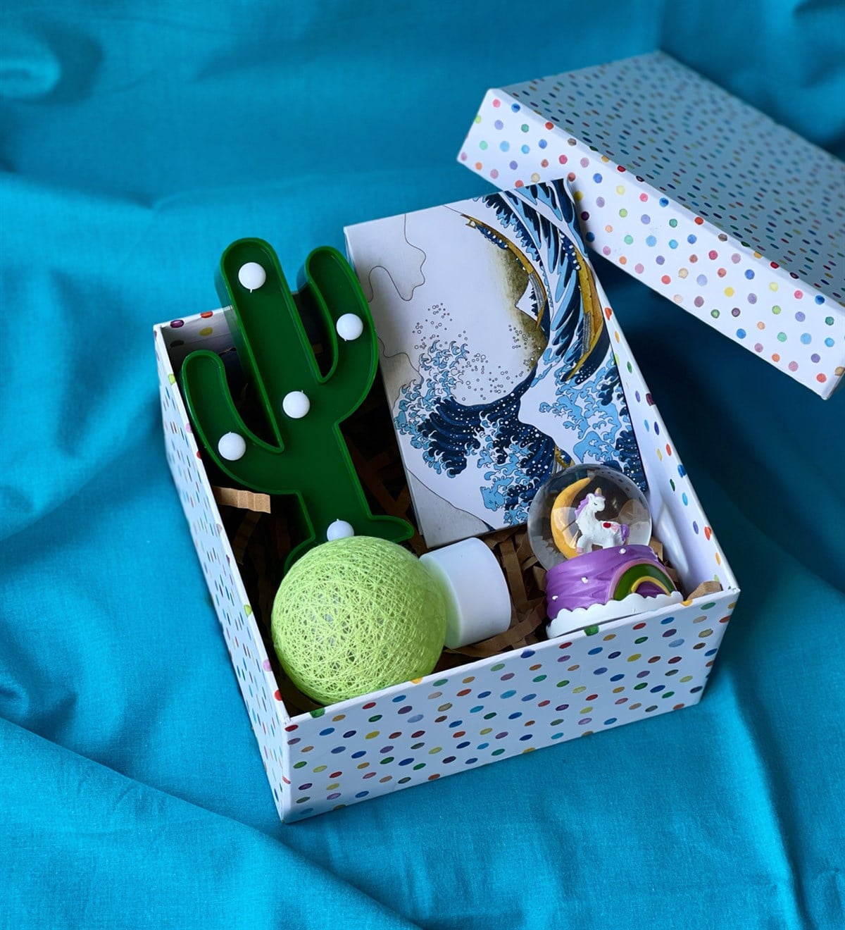 Özel Kutulu Dalga Mini Albüm Kaktüs Lamba Mini Unicorn Gökkuşağı Kar Küresi Ve Hasır LambagiftmodaGmhs100672