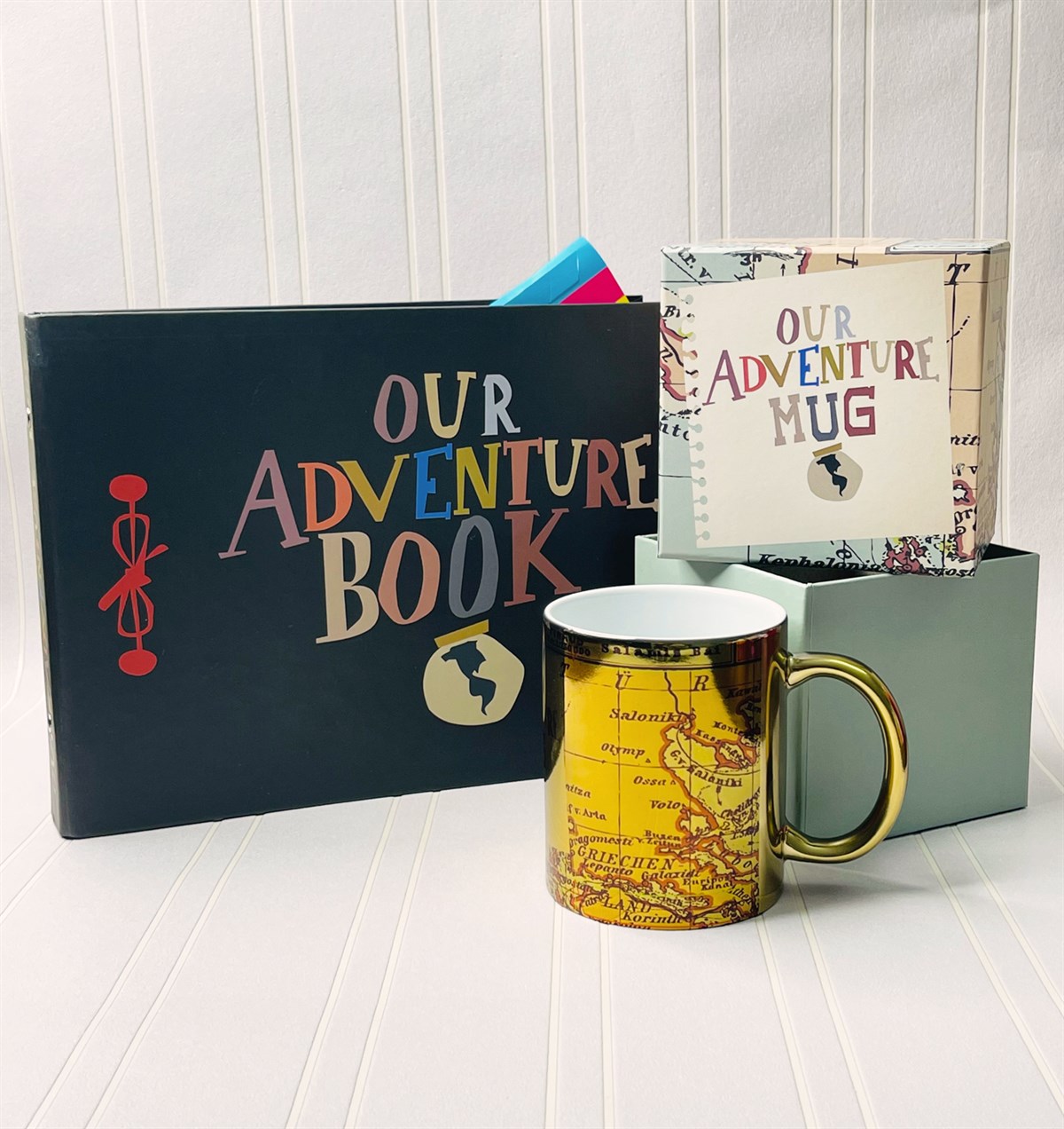 Our Adventure Book Tasarımlı Klasör Albüm Ve Özel Kutulu Gold Kupa SetgiftmodaGmhs101221