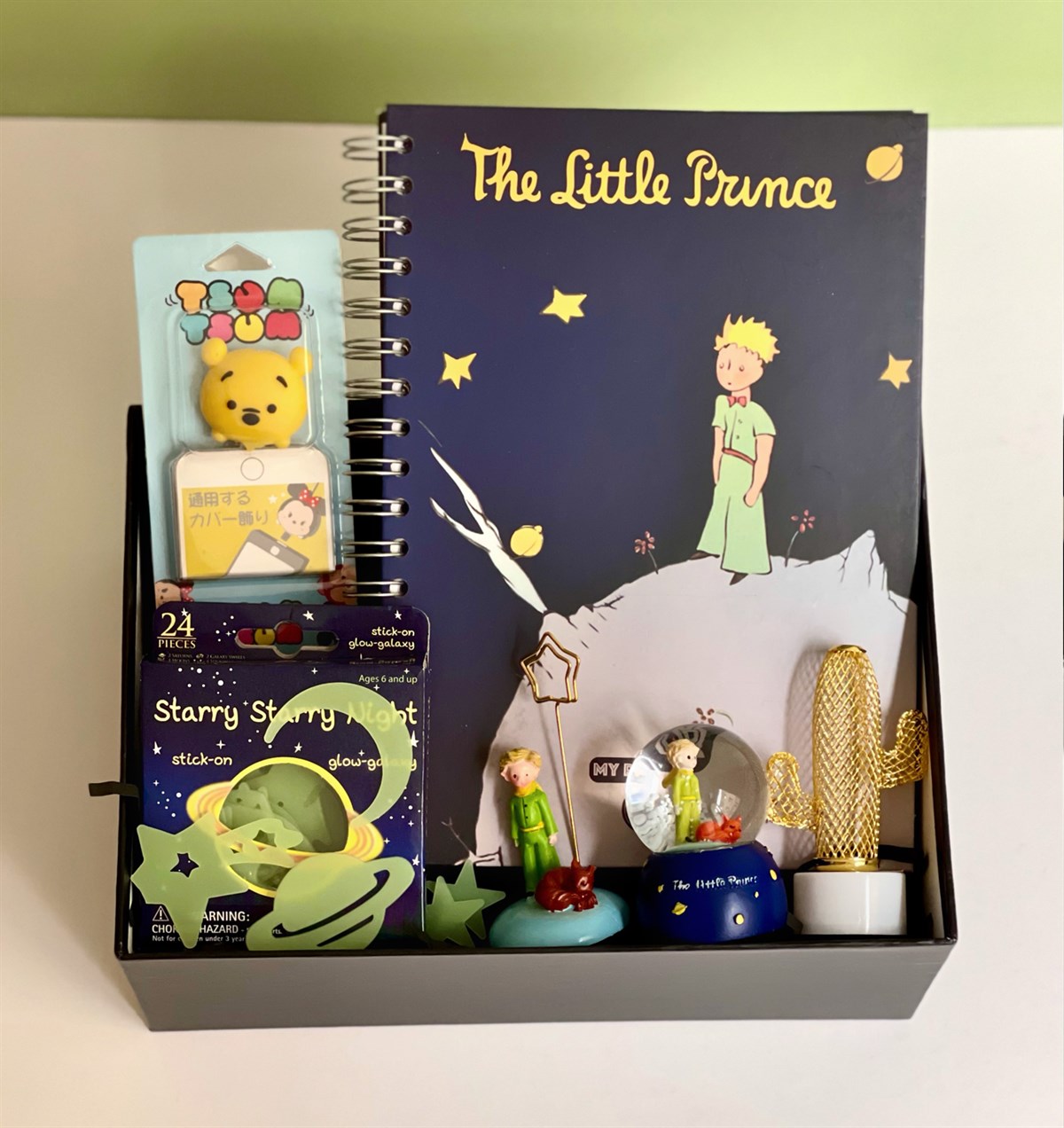 Küçük Prens Tasarımlı Konuşan Ajanda Not Tutucu Mini Kar Küresi Kaktüs Lamba Ve Duvar SüsüGiftmodaGmhs101129