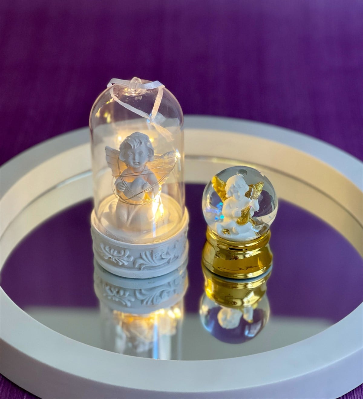 Işıklı Melek Biblo Ve Altınyaldızlı Melek Kar KüresiGiftmodaGmhs100473