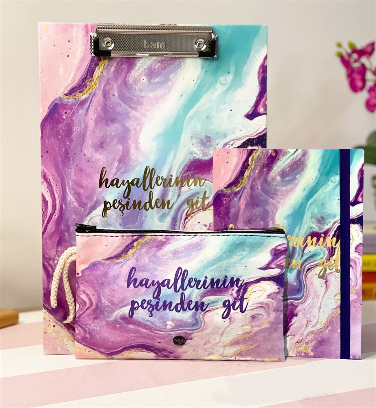 Hayallerinin Peşinden Git Tasarımlı Defter Kalemlik Ve Sekreterlik Kırtasiye SetigiftmodaGmhs101359