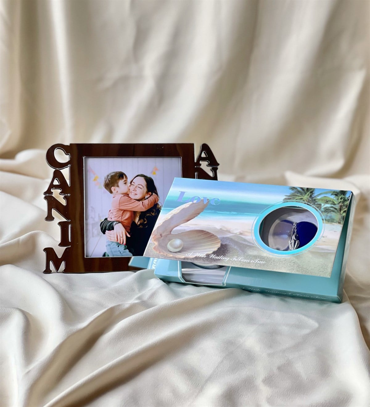 Kişiye Özel Gümüş Canım Annem Çeçeve Ve İnci Kolye Anneye Hediye SetiGiftmodaGmhs100610