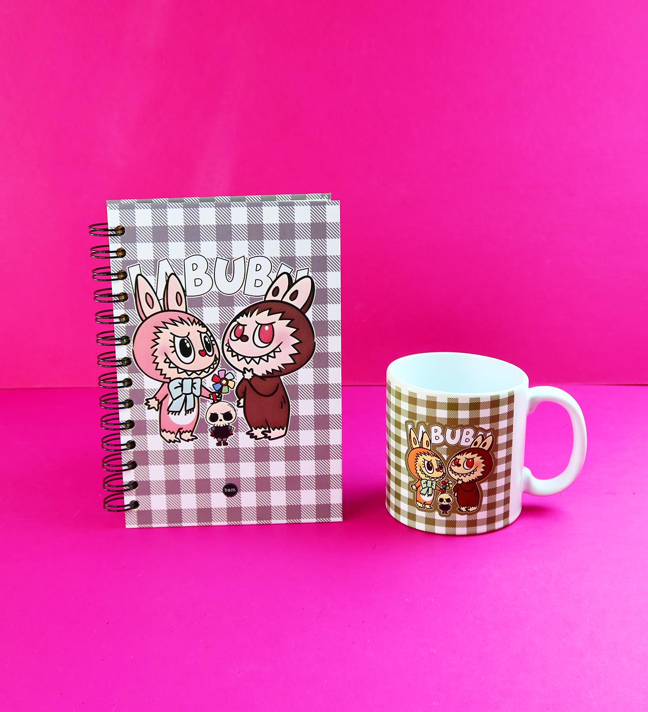 Labubu Seri : 1 Özel Tasarım Spiralli 15*21 cm Dot Defter, Eskiz Defteri, Doodle Book ve Kupa SetgiftmodaGmhs102077