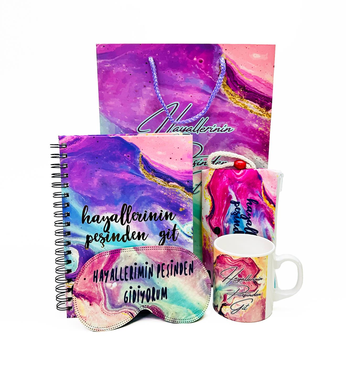 Hayallerinin Peşinden Git Tasarımlı Karton Kutulu SetgiftmodaGmhs101979