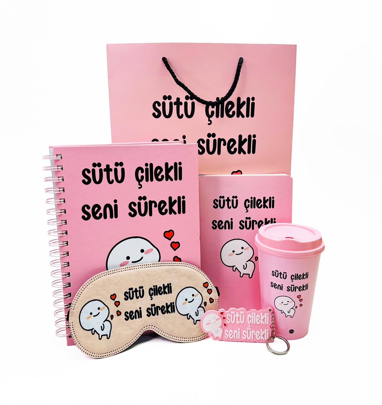 Sütü Çilekli Tasarımlı Karton Kutulu SetgiftmodaGmhs101980