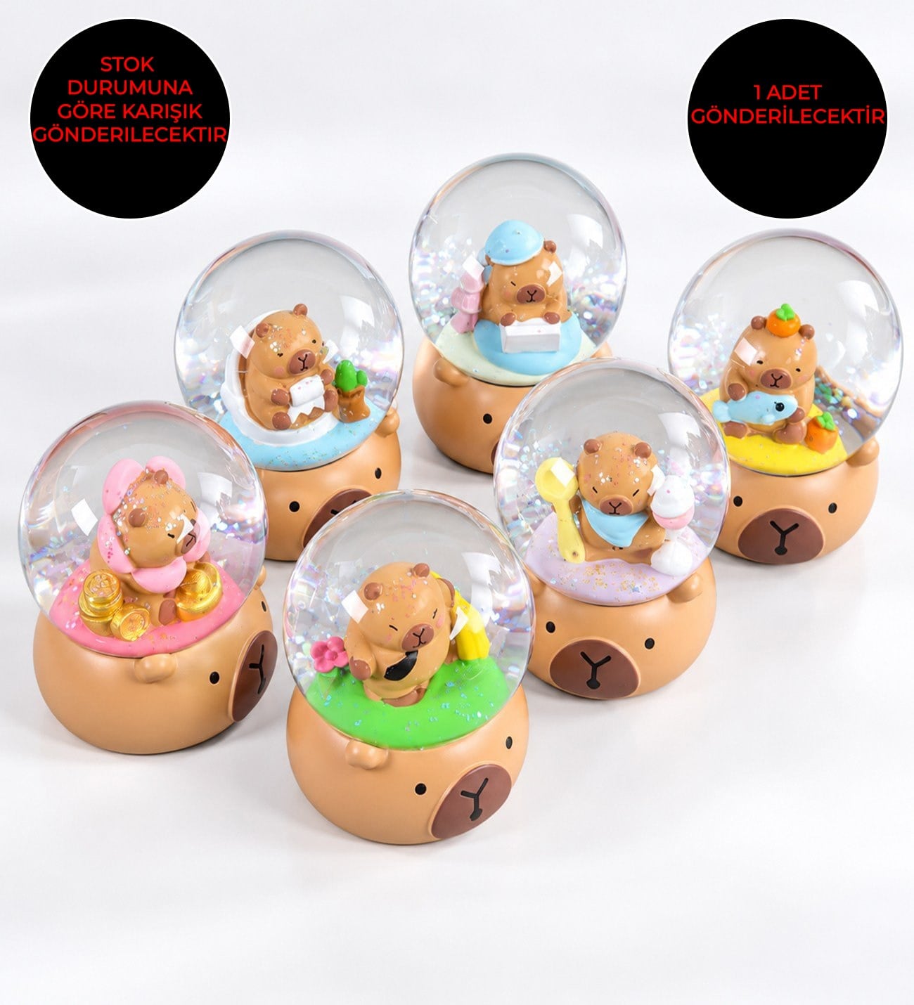 Capybara Midi Boy Peluşlu Işıklı Kar KüresigiftmodaBM-2720