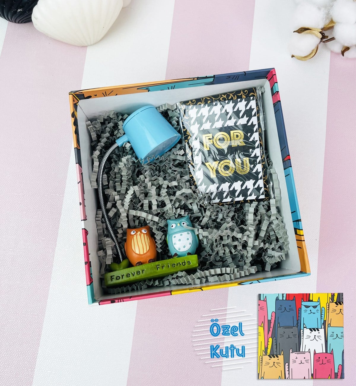 Sevimli Kedi Tasarımlı Mini Hediye SetigiftmodaGmhs101612