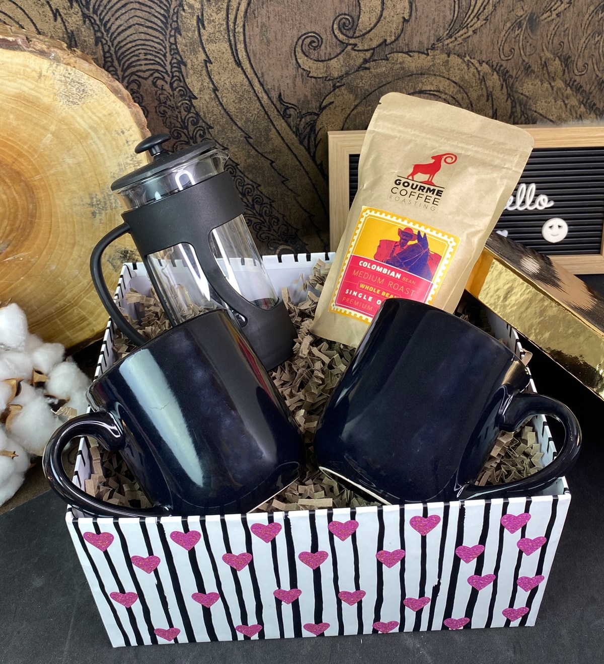 Siyah 2'li Bulut Kupa Siyah French Press Ve Filtre Kahve Özel Kutulu Hediye SetigiftmodaGmhs100754