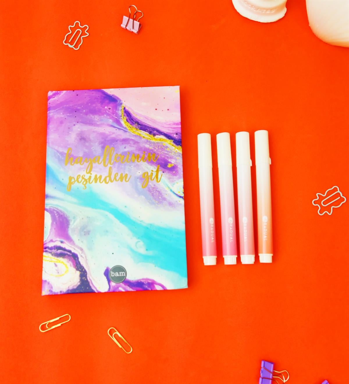 Hayallerinin Peşinden Git Defter Morandi Tarzı Kahve Tonları Keçeli Kalem SetgiftmodaGmhs101830