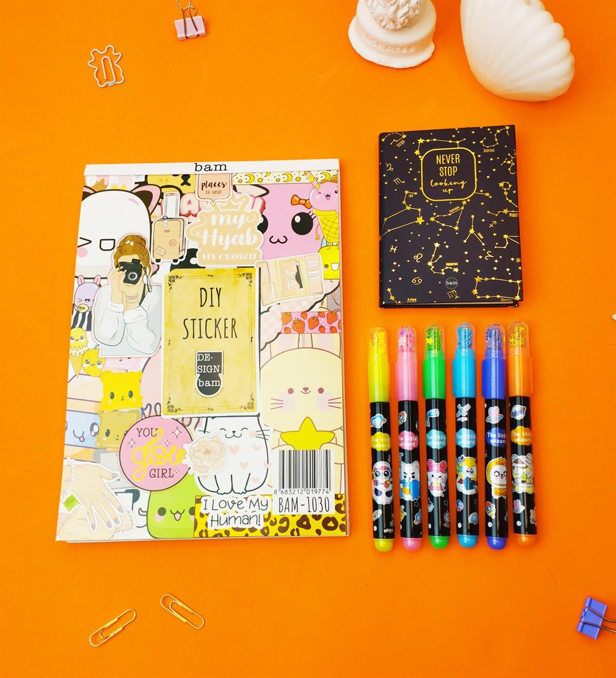 Sticker Defterli Ve Gezegen fosforlu kalemli Kırtasiye Setigiftmoda Gmhs101837