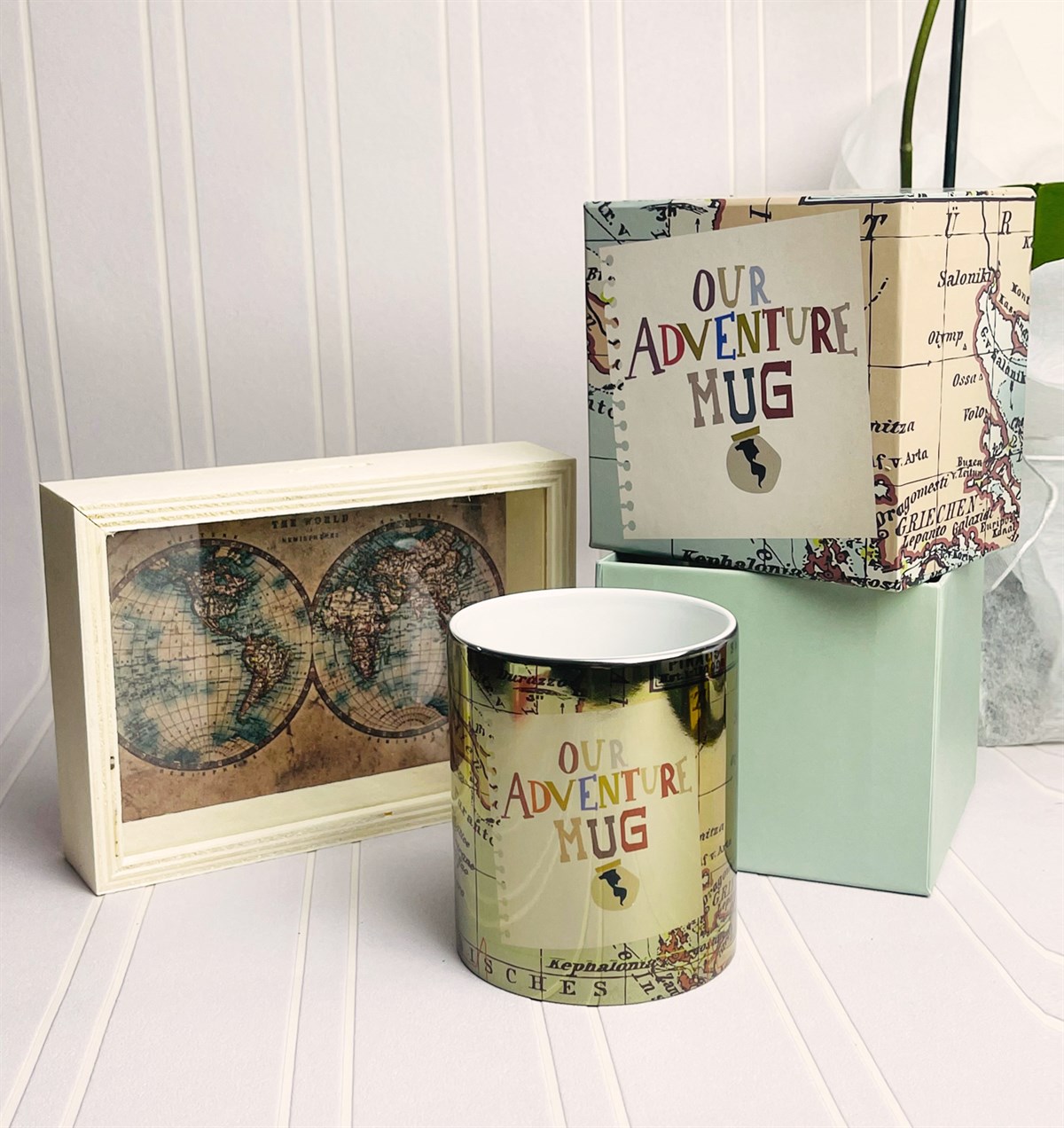 The Word Tasarımlı Ahşap Kumbara Ve Özel Kutulu Travel Gümüş Kupa SetgiftmodaGmhs101210