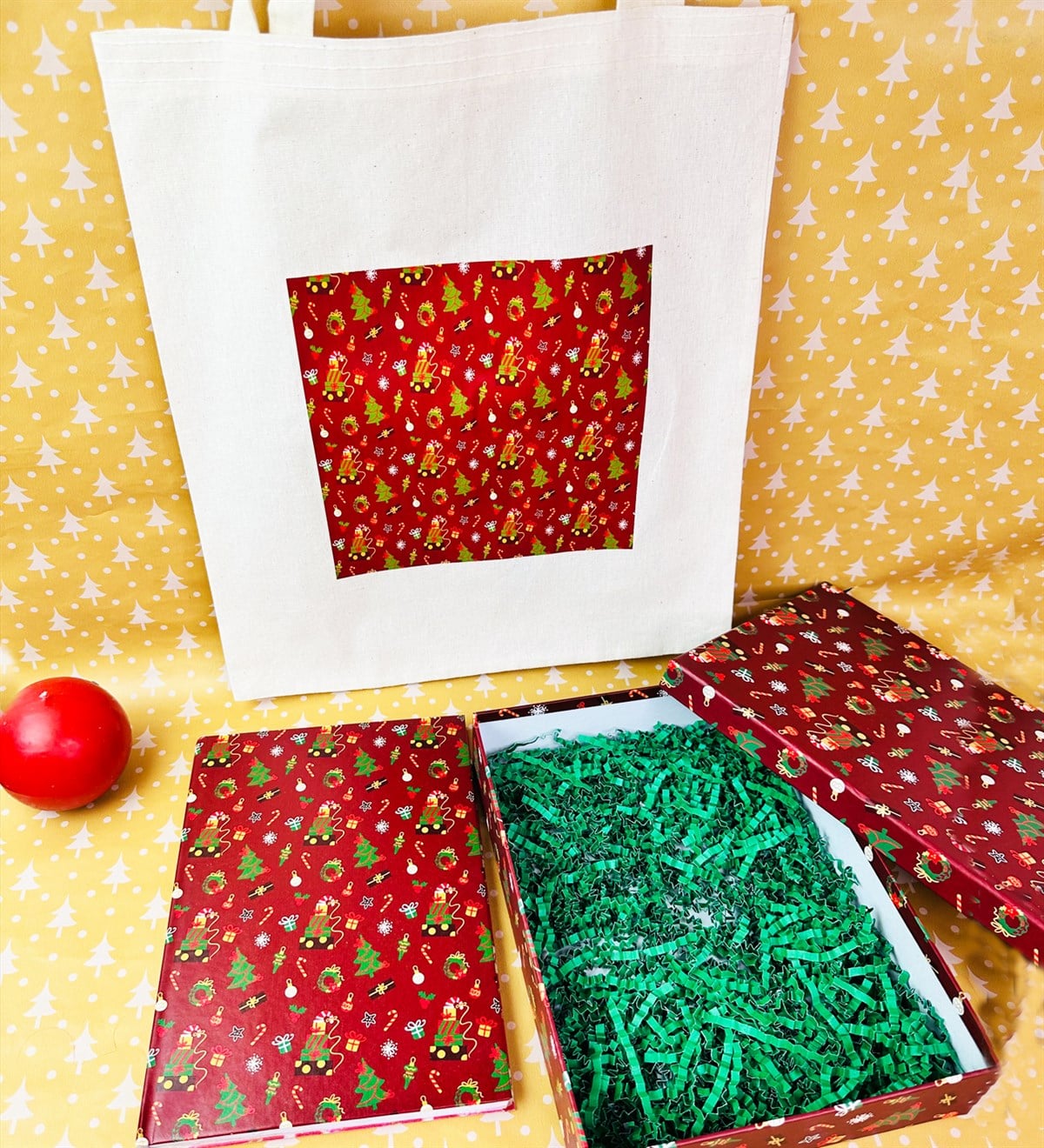 Özel Bez Çantalı Ve Kutulu Kırmızı Yılbaşı SetigiftmodaGmhs101858