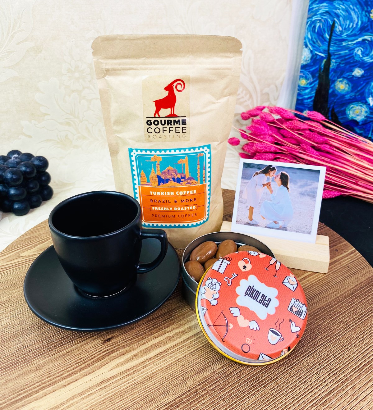  Kişiye Özel Ahşap Fotoğraf Tutucu Türk Kahvesi Ve Fincanı SetgiftmodaGmhs101668