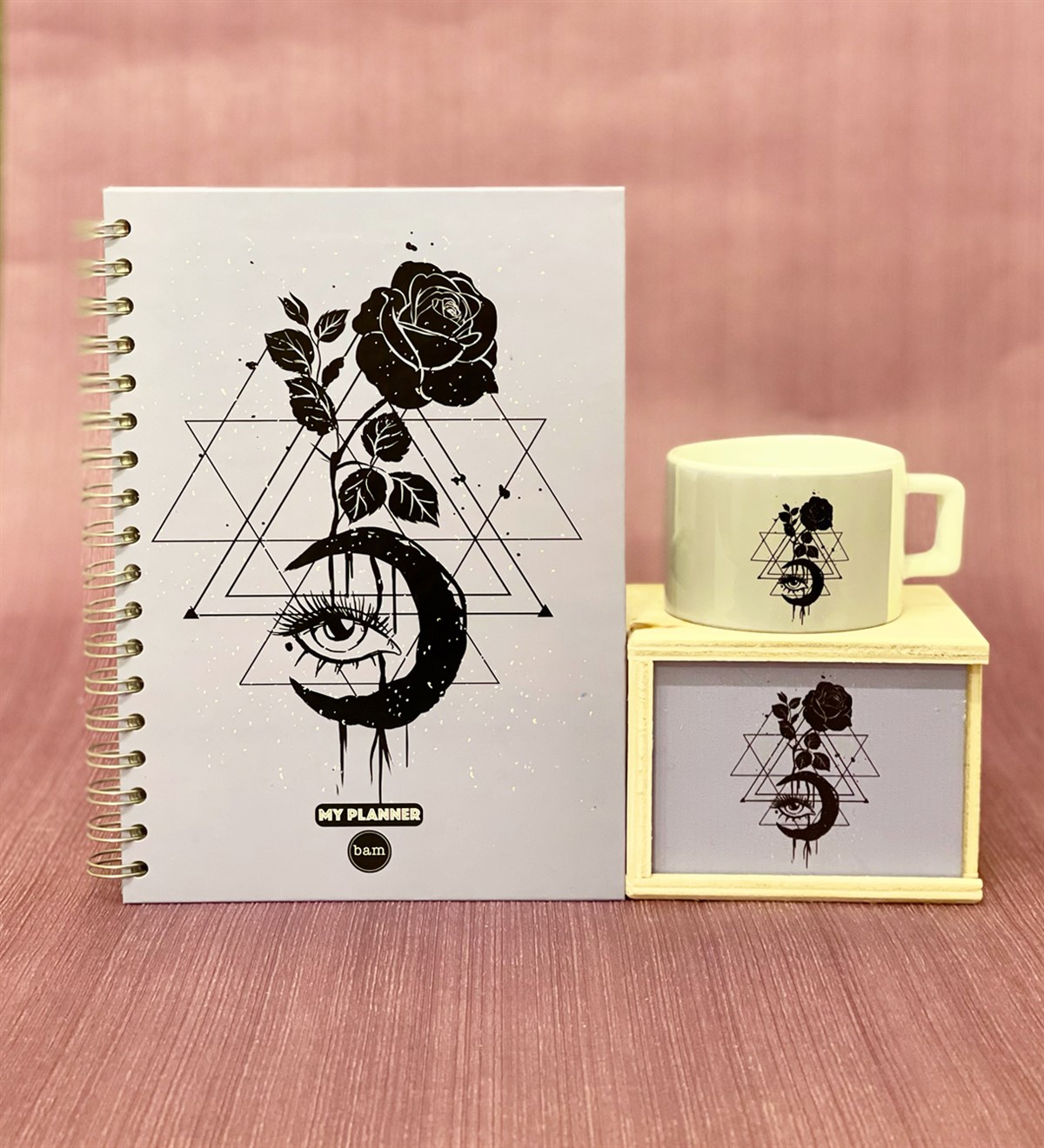  Tarot Gül Tasarımlı Konuşan Ajanda Ve Kutulu Kupa Hediye SetiGiftmodaGmhs100495