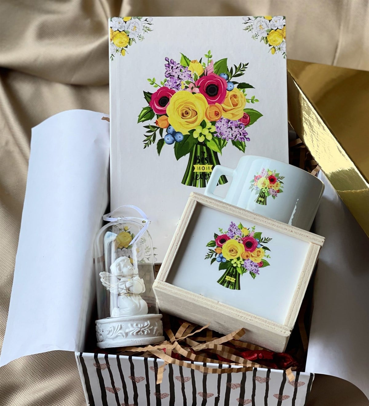 Best Mom Tasarımlı Kutulu Kupa Ajanda Ve Işıklı Melek Biblosu Anneler Günü Hediye SetigiftmodaGmhs1005585