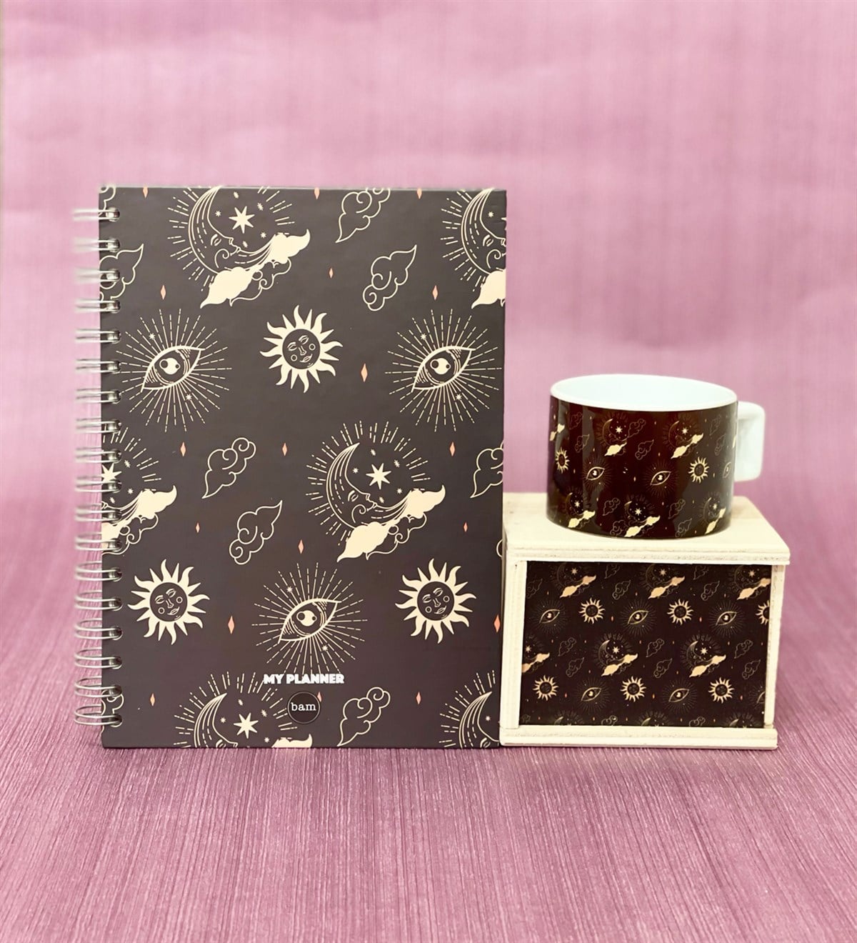 Tarot Ay Bulut Tasarımlı Konuşan Ajanda Ve Kutulu Kupa Hediye SetiGiftmodaGmhs100492