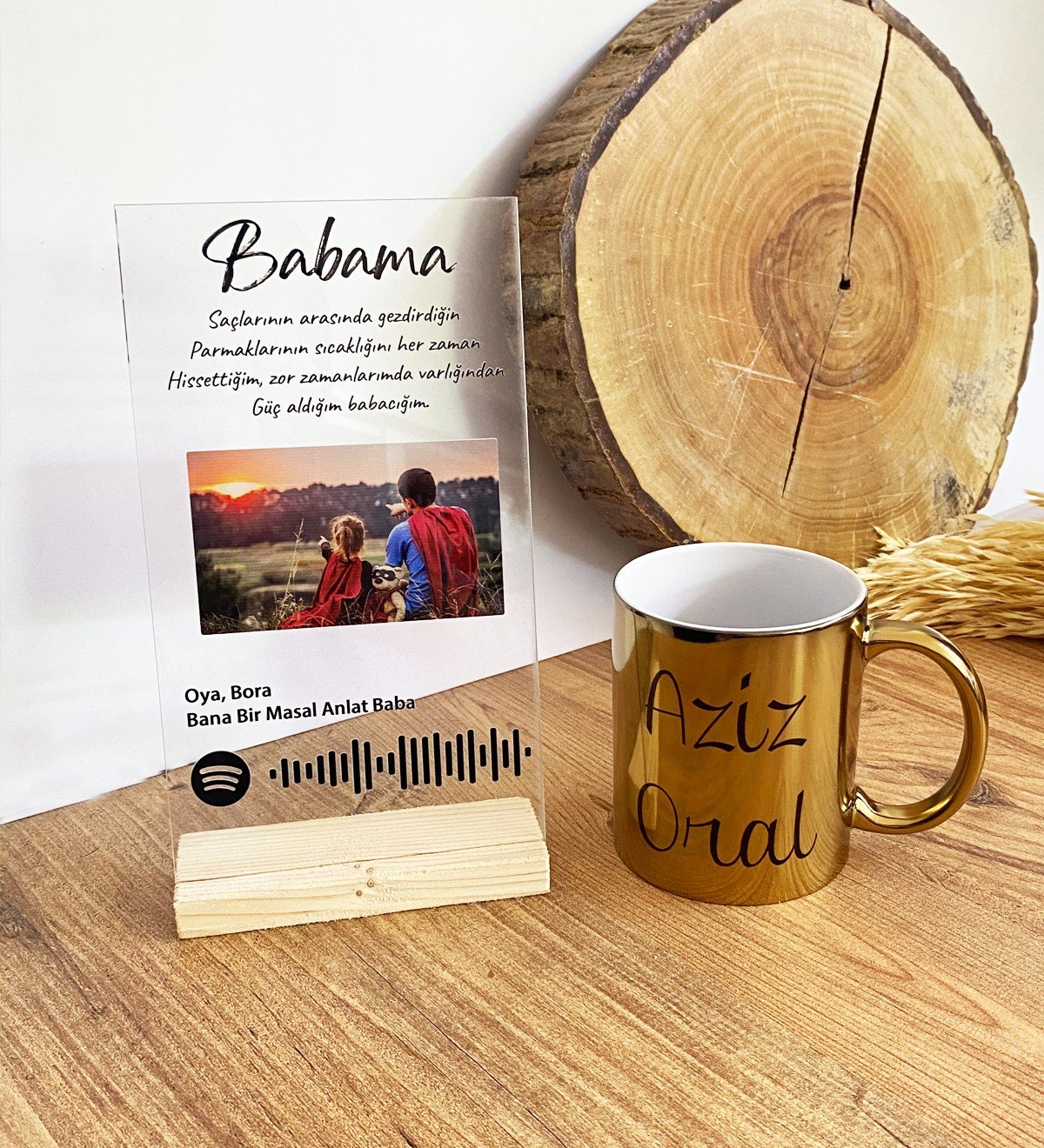 Özelleştirilebilir Babam Tasarımlı Plak Ve Gold Kupa SetgiftmodaGmhs101750