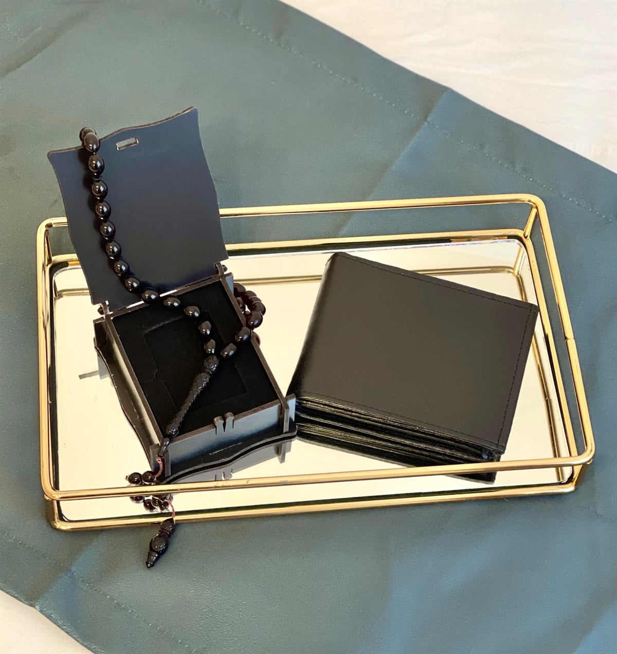  Özel Kutulu Siyah Tesbih Ve Siyah Cüzdan Erkeklere Özel Hediye SetiGiftmodaGmhs100792