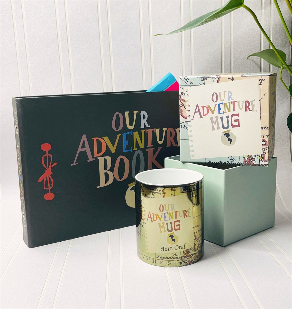 Kişiye Özel Özel Kutulu Our Adventure Book Tasarımlı Gümüş Kupa Ve Klasör Albüm SetgiftmodaGmhs101223